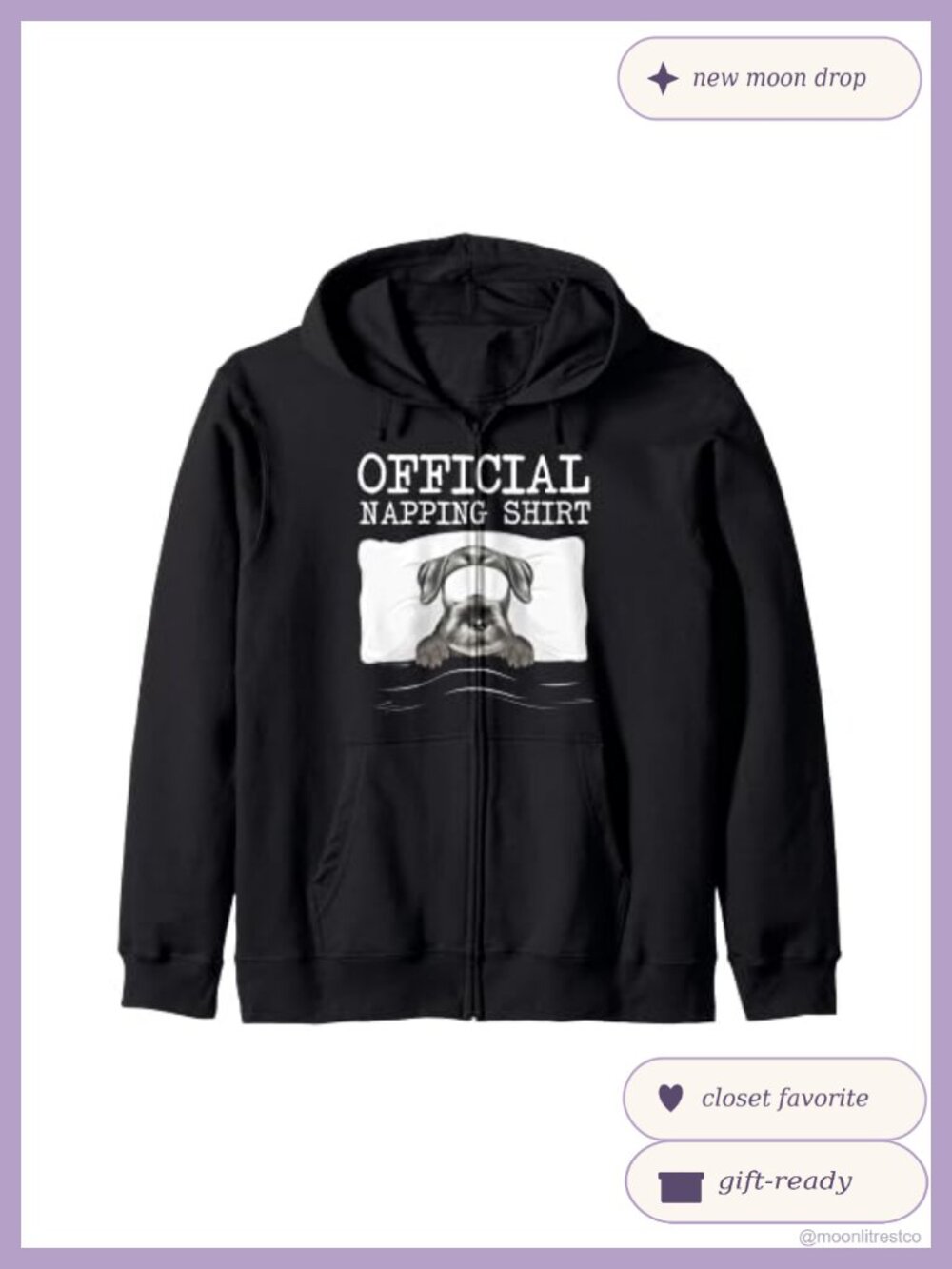 Funny Sleeping Mask Standard Schnauzer Napping Zip Hoodie